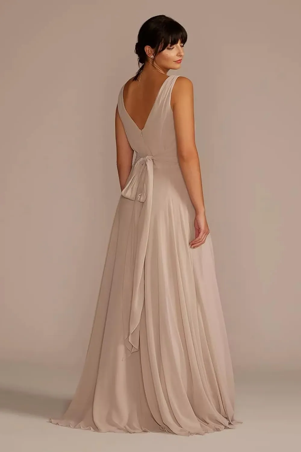 Women's Bridesmaids Dresses V Neck Chiffon A Line Floor Length Dresses for Women Formal