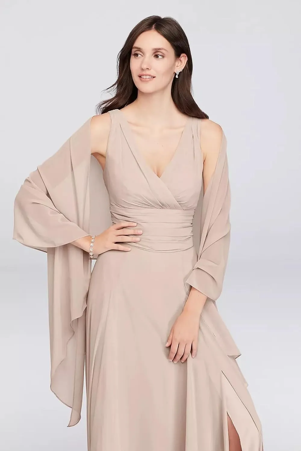 Women's Bridesmaids Dresses V Neck Chiffon A Line Floor Length Dresses for Women Formal