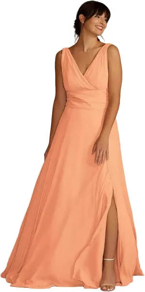 Women's Bridesmaids Dresses V Neck Chiffon A Line Floor Length Dresses for Women Formal
