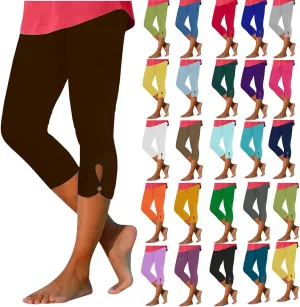 Women's Capris Leggings,Workout Yoga Pants,Tummy Control Compression Legging,Dressy Cut Out Lace Cropped Pant 2025