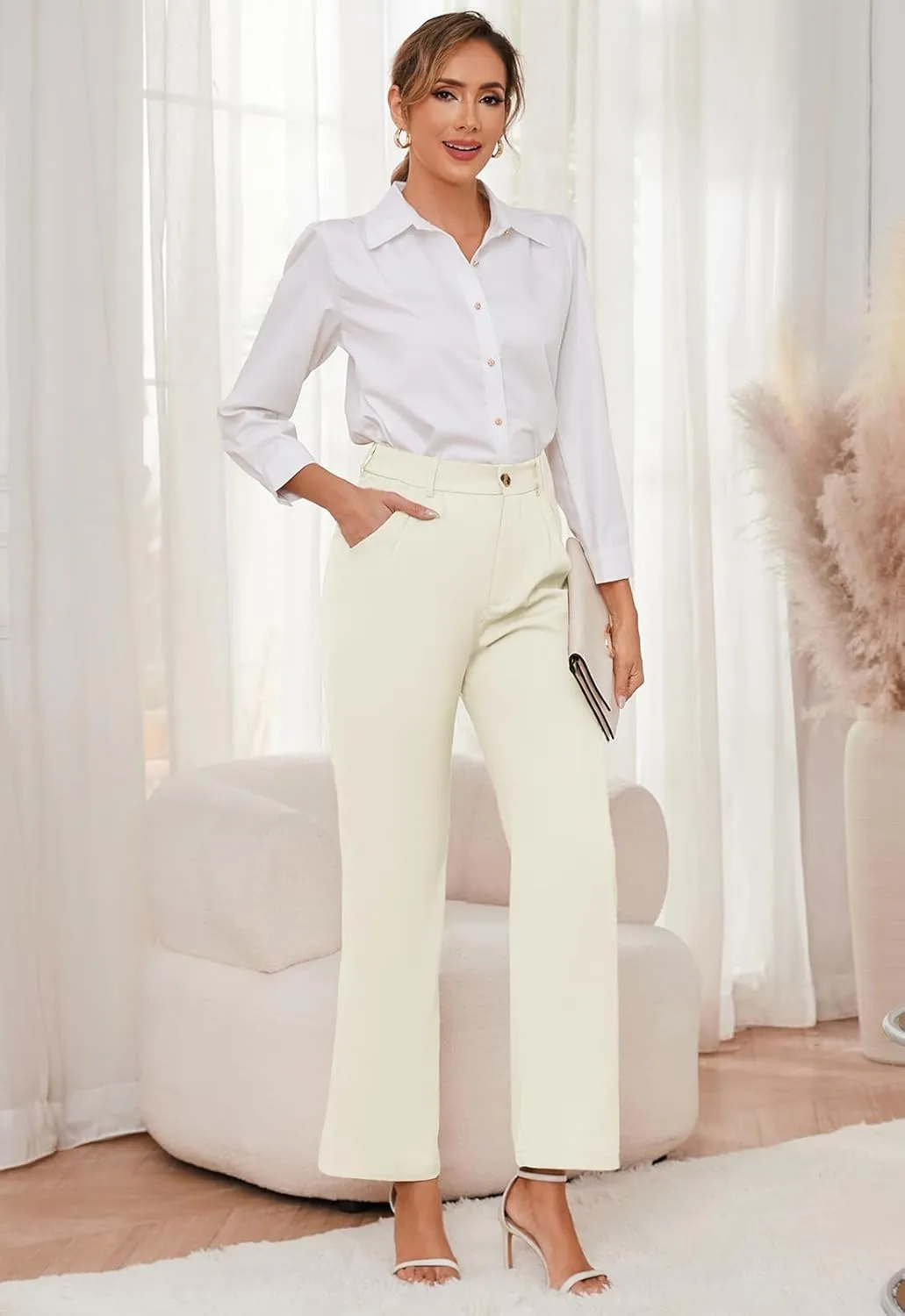 Women's Casual Wide Leg Pants Women Business Casual Pants Dress Pants Work Trousers for Women