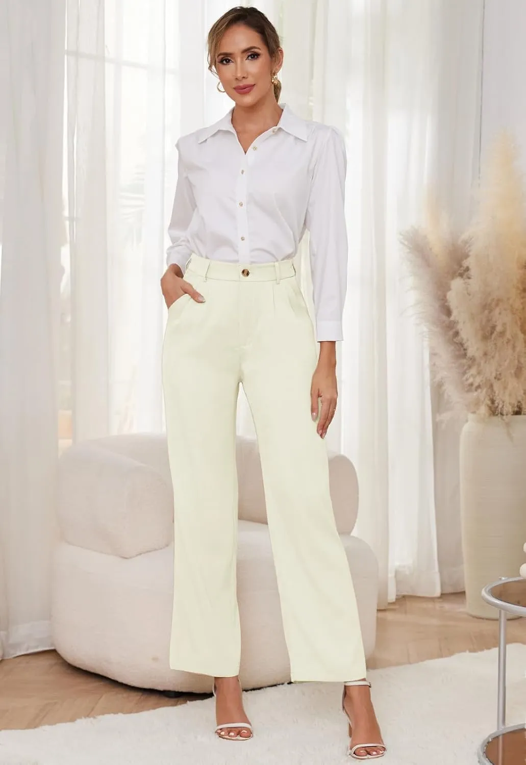 Women's Casual Wide Leg Pants Women Business Casual Pants Dress Pants Work Trousers for Women