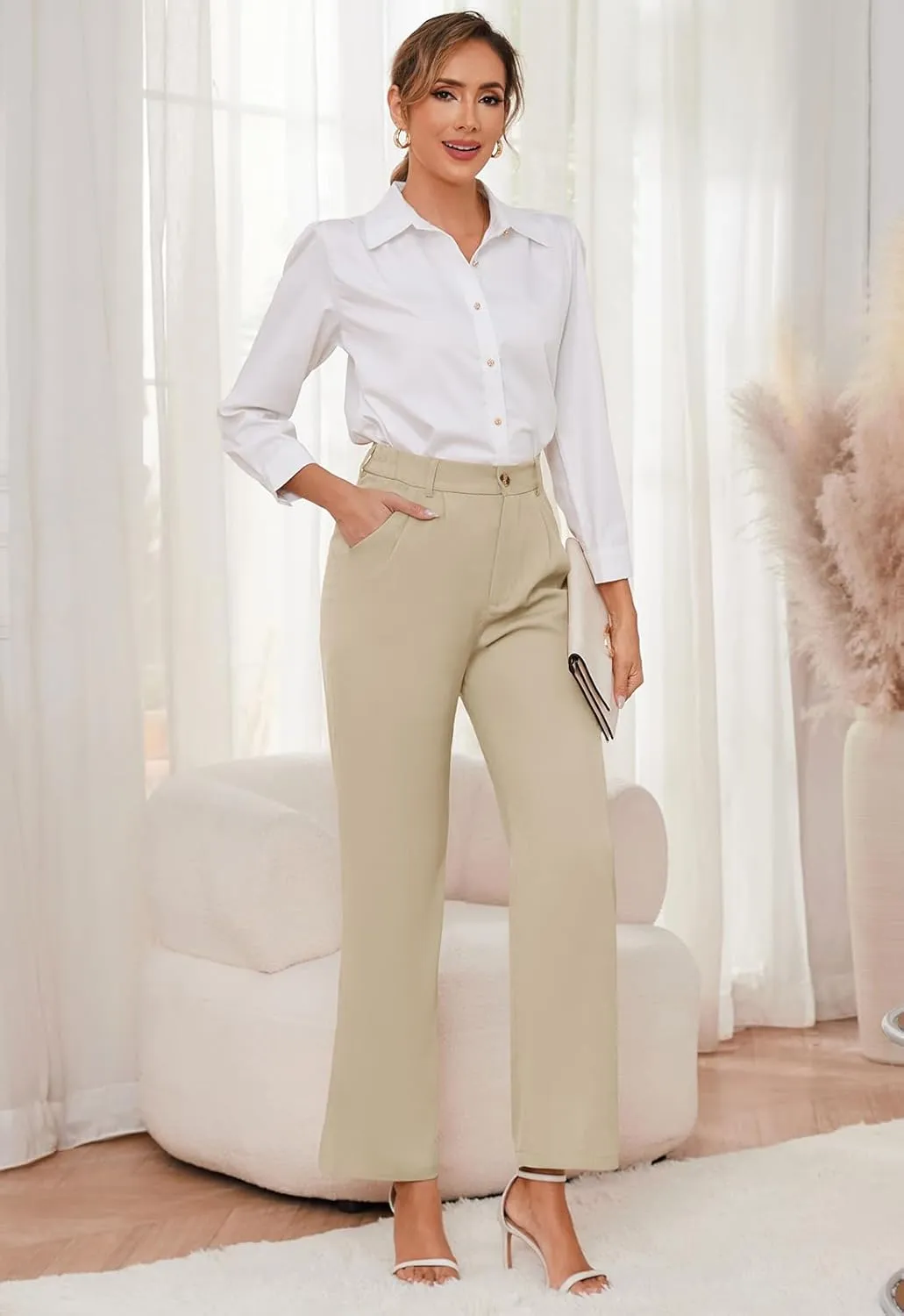 Women's Casual Wide Leg Pants Women Business Casual Pants Dress Pants Work Trousers for Women