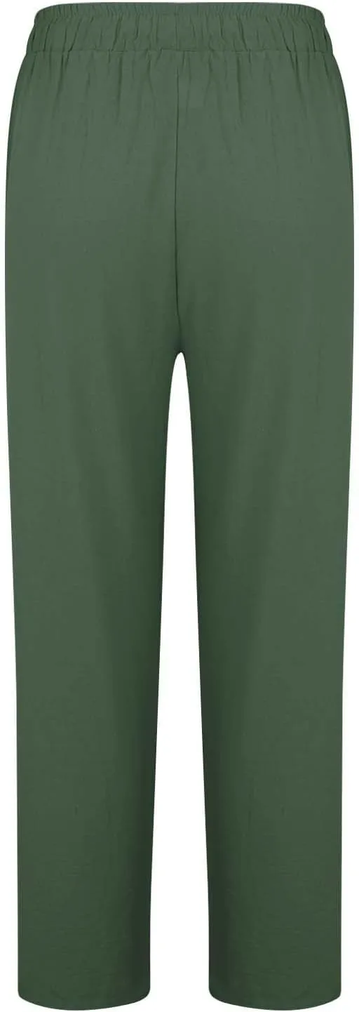 Womens Cotton Linen Pants Pants Fashion Drawstring Elastic Trousers Comfy Sports Athletic Lounge Pants with Pockets