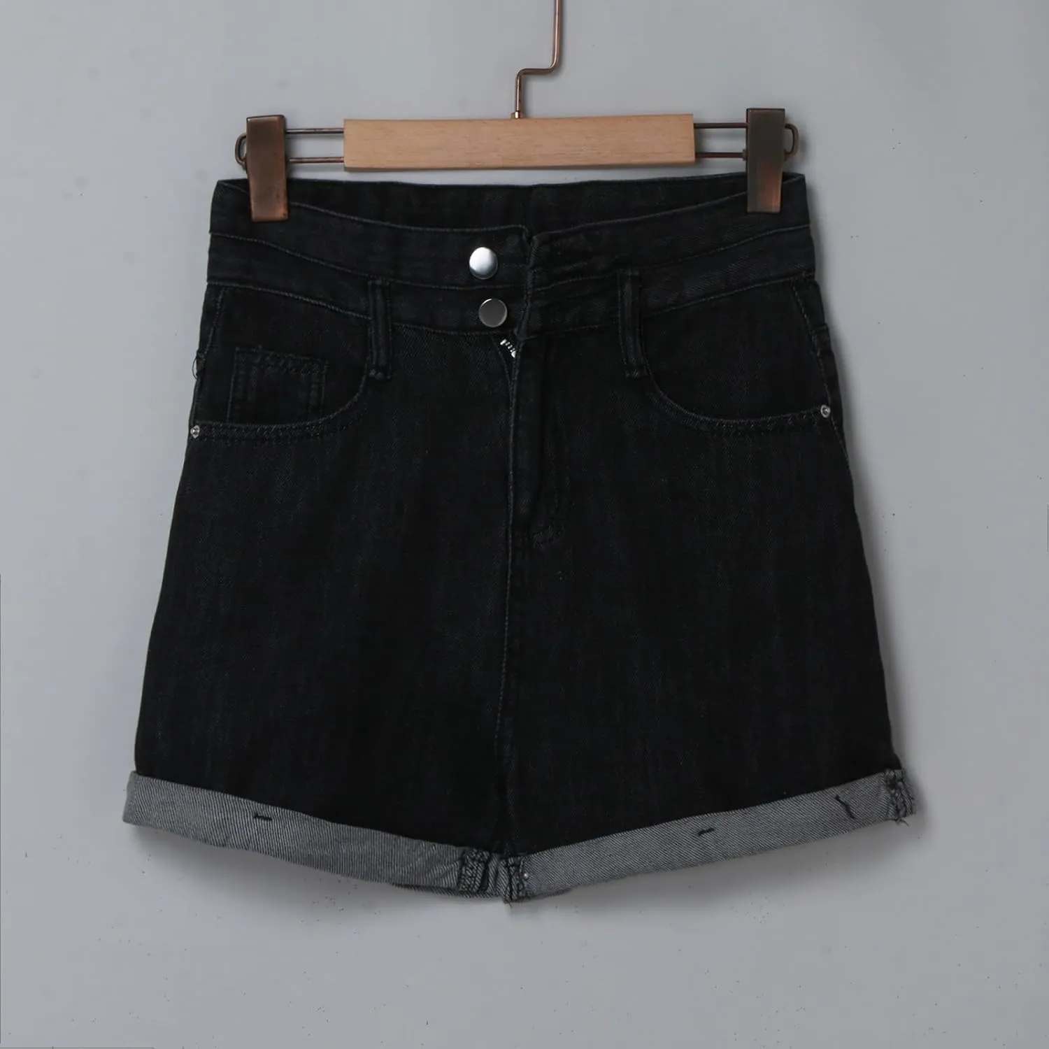 Women's Denim Shorts High Waisted Casual Stretchy Trendy Summer Y2k Baggy Girls Wide Leg Folded Hem Slim Jean Shorts