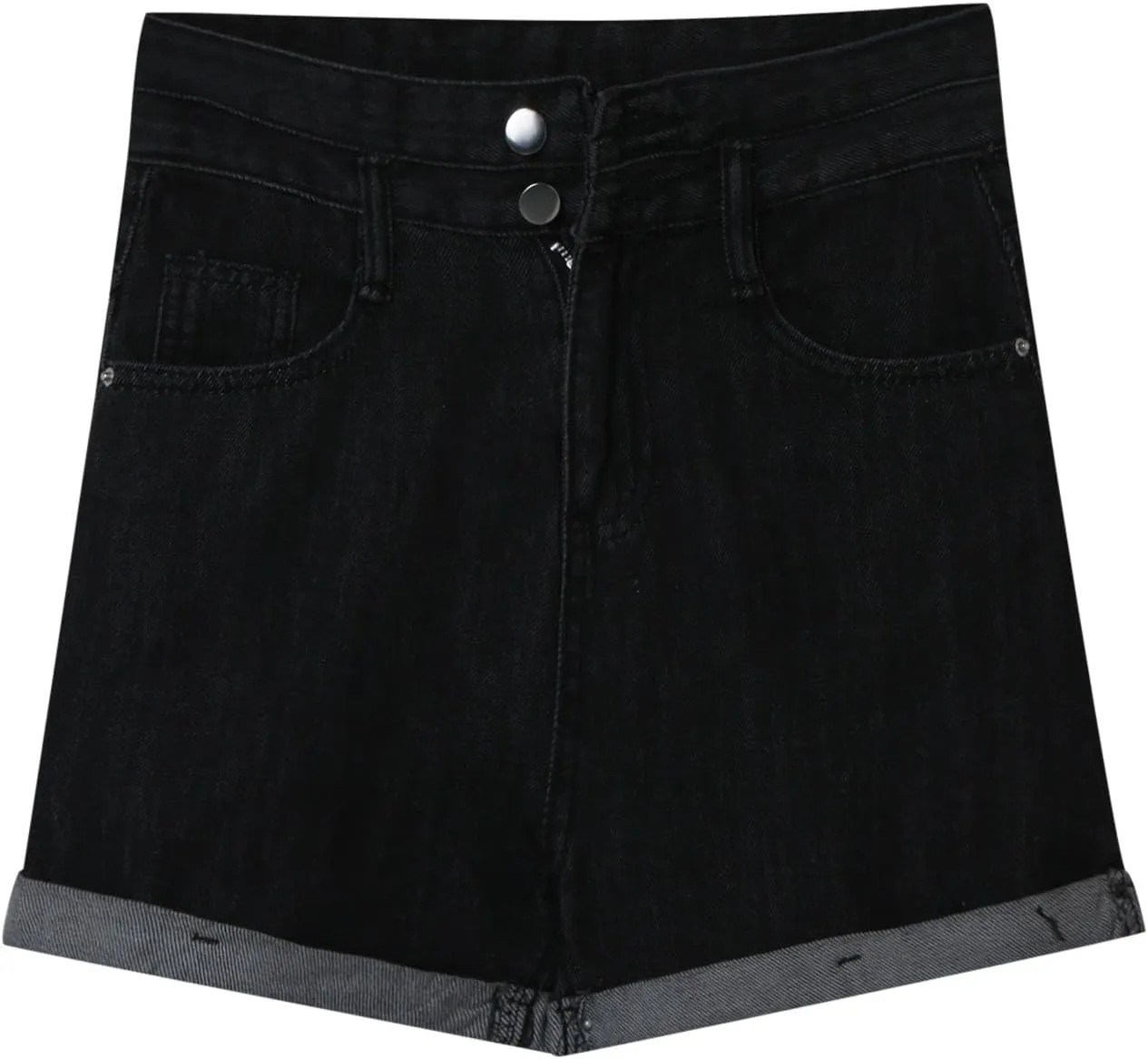 Women's Denim Shorts High Waisted Casual Stretchy Trendy Summer Y2k Baggy Girls Wide Leg Folded Hem Slim Jean Shorts