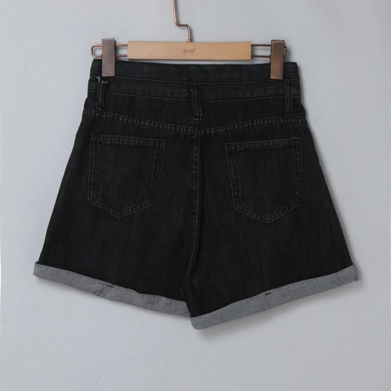 Women's Denim Shorts High Waisted Casual Stretchy Trendy Summer Y2k Baggy Girls Wide Leg Folded Hem Slim Jean Shorts