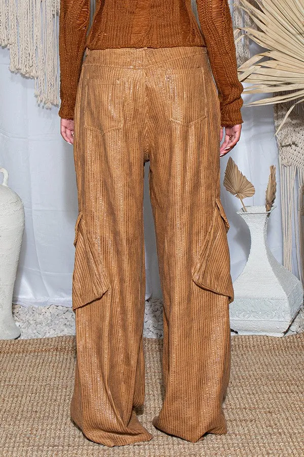 Women's Faux Corduroy Cargo Pants
