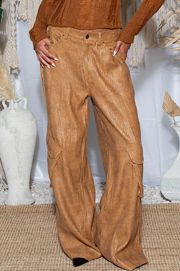 Women's Faux Corduroy Cargo Pants
