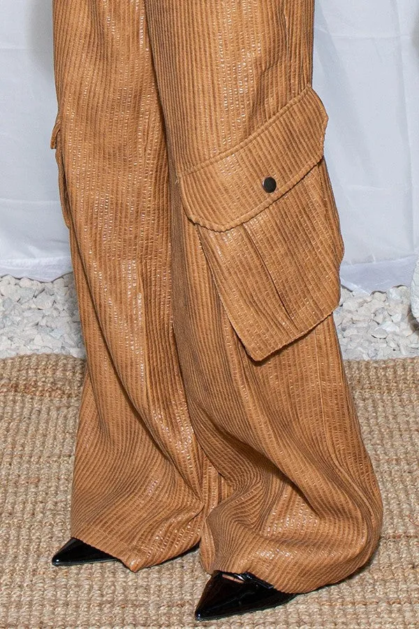 Women's Faux Corduroy Cargo Pants