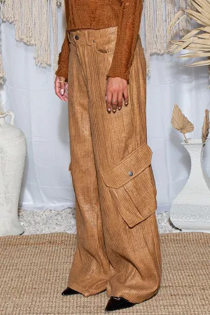 Women's Faux Corduroy Cargo Pants