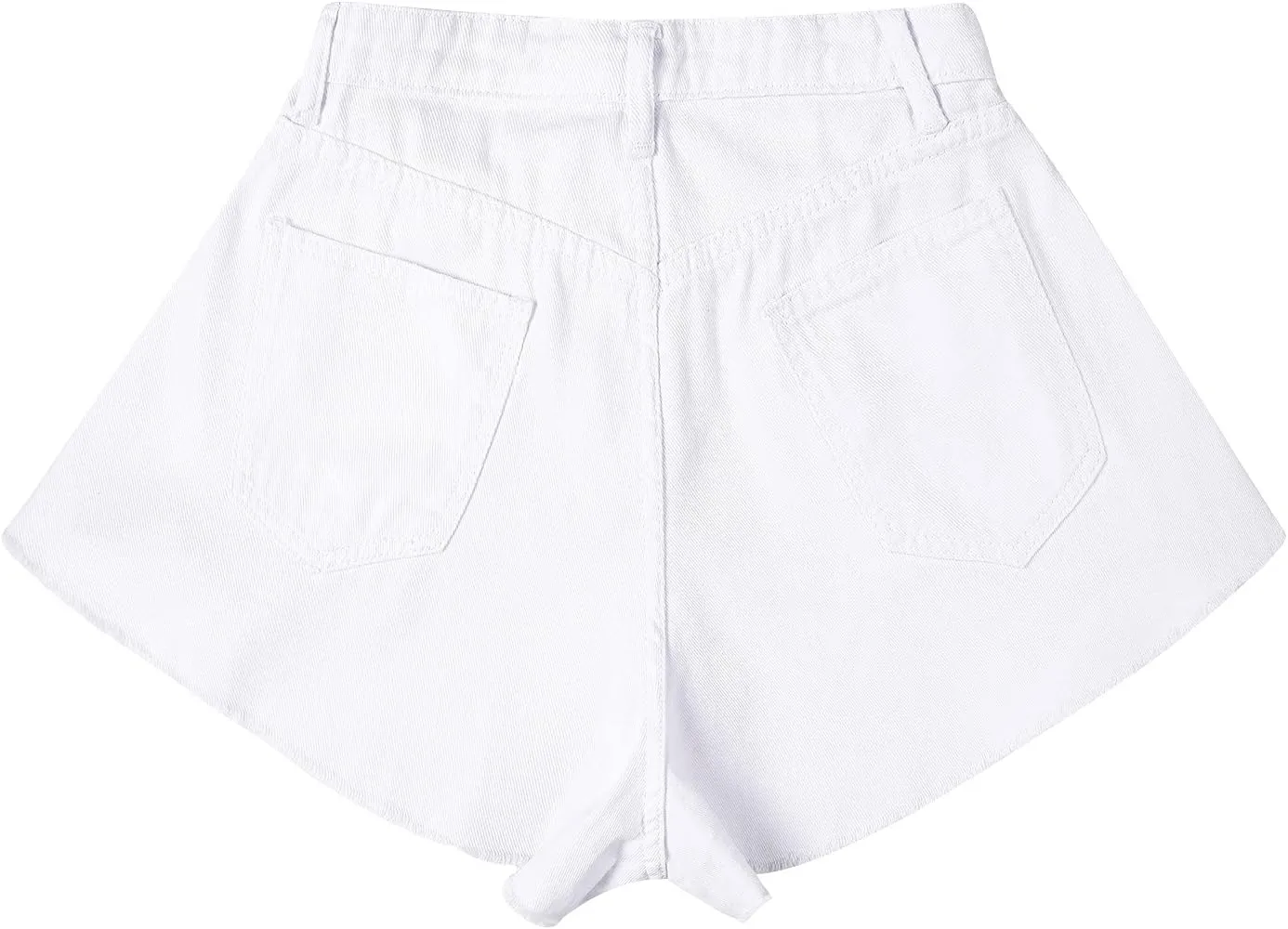 Women's High Elastic Waisted Denim Shorts Ruffle Raw Hem Jean Short Wide Leg Flared A Line Pleated Denim Jean Short