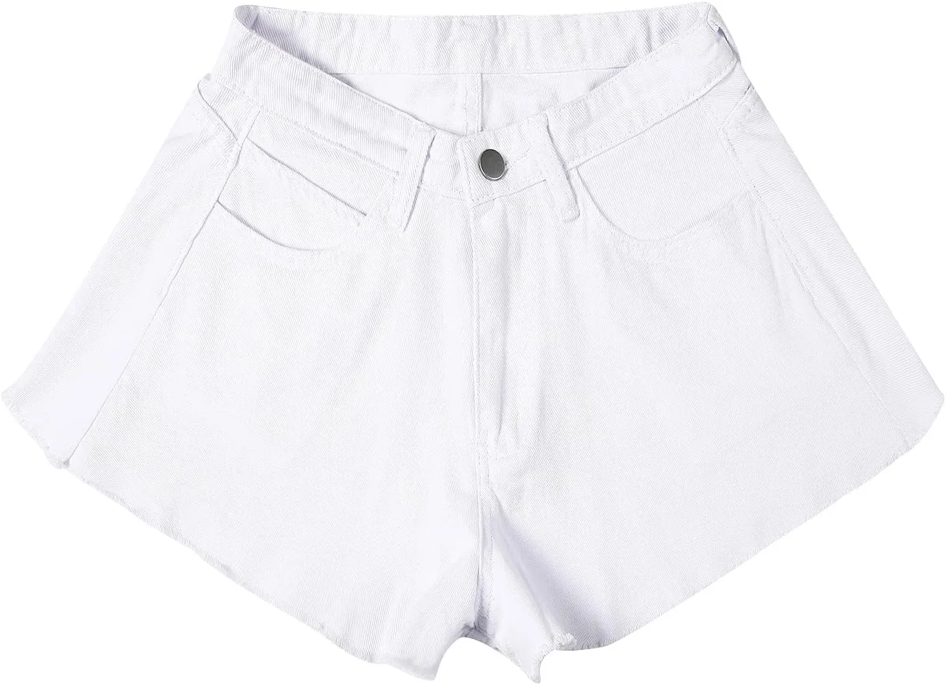 Women's High Elastic Waisted Denim Shorts Ruffle Raw Hem Jean Short Wide Leg Flared A Line Pleated Denim Jean Short