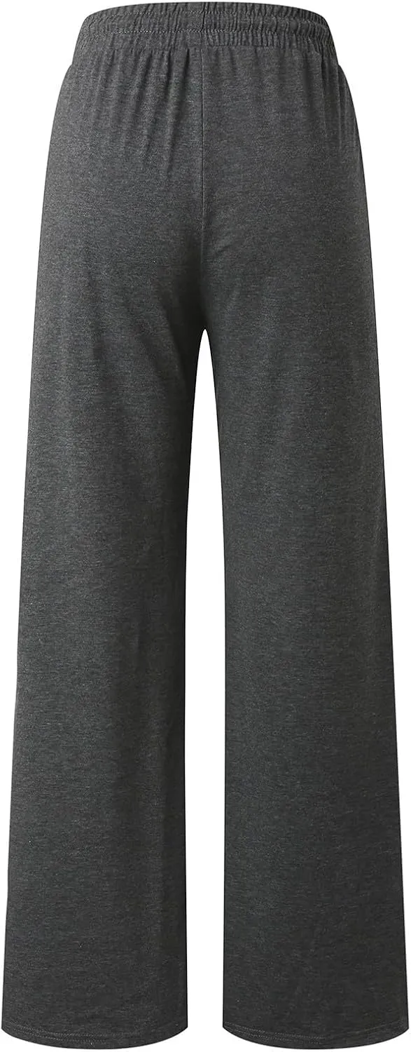 Women's Linen Blend Summer Y2K Fashion Pants Low Waist Wide Leg Slim Fit Trouser Work Business
