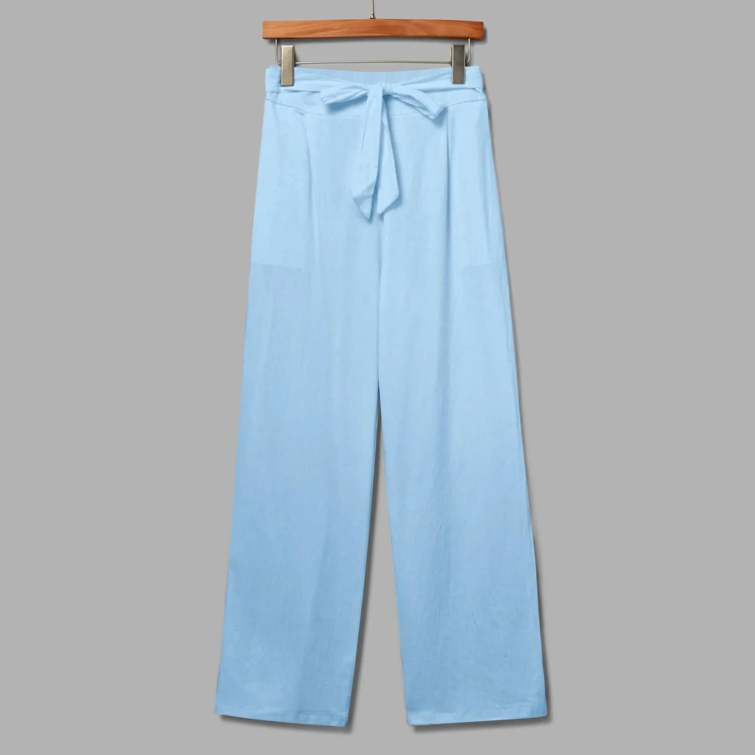Womens Linen Blend Summer Y2K Streetwear Palazzo Pants Elastic Waist Bootcut Slim-Fit Trousers Beach