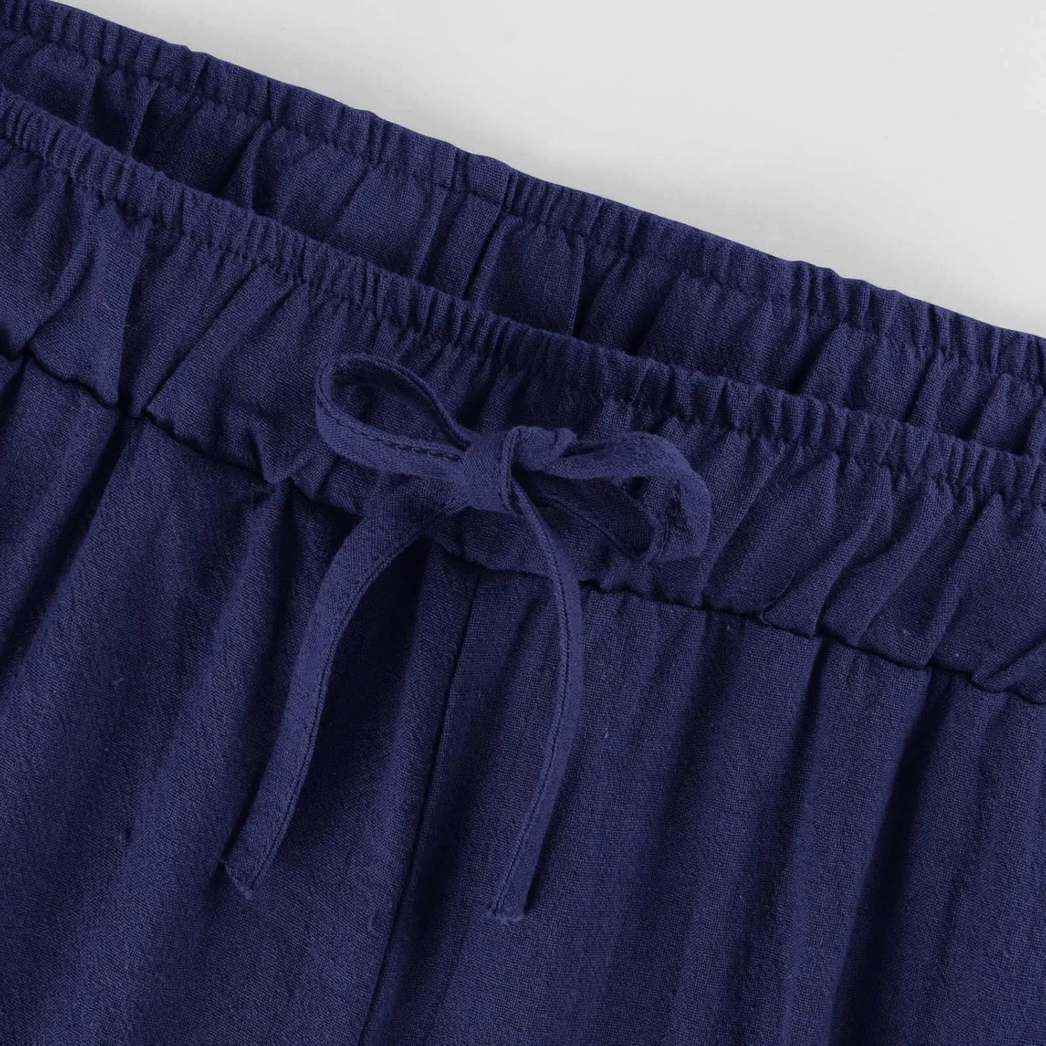 Womens Linen Pants Summer Wide Leg Lounge Cropped Pants with Pockets Drawstring Elastic Waist Beach Trousers 2025