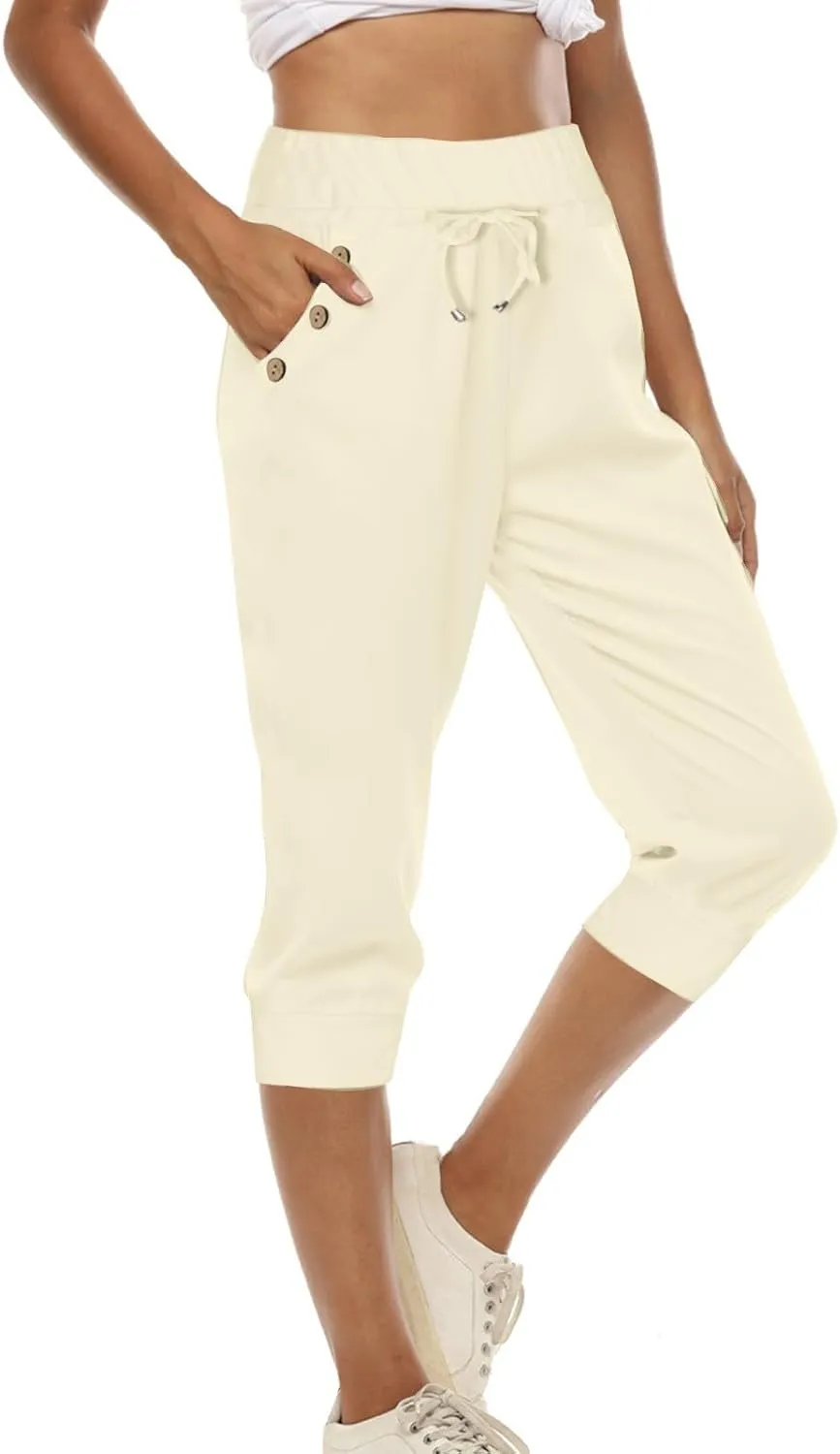 Womens Linen Summer Baggy Pants Low Waist Wide Leg Slim Fit Trousers Office