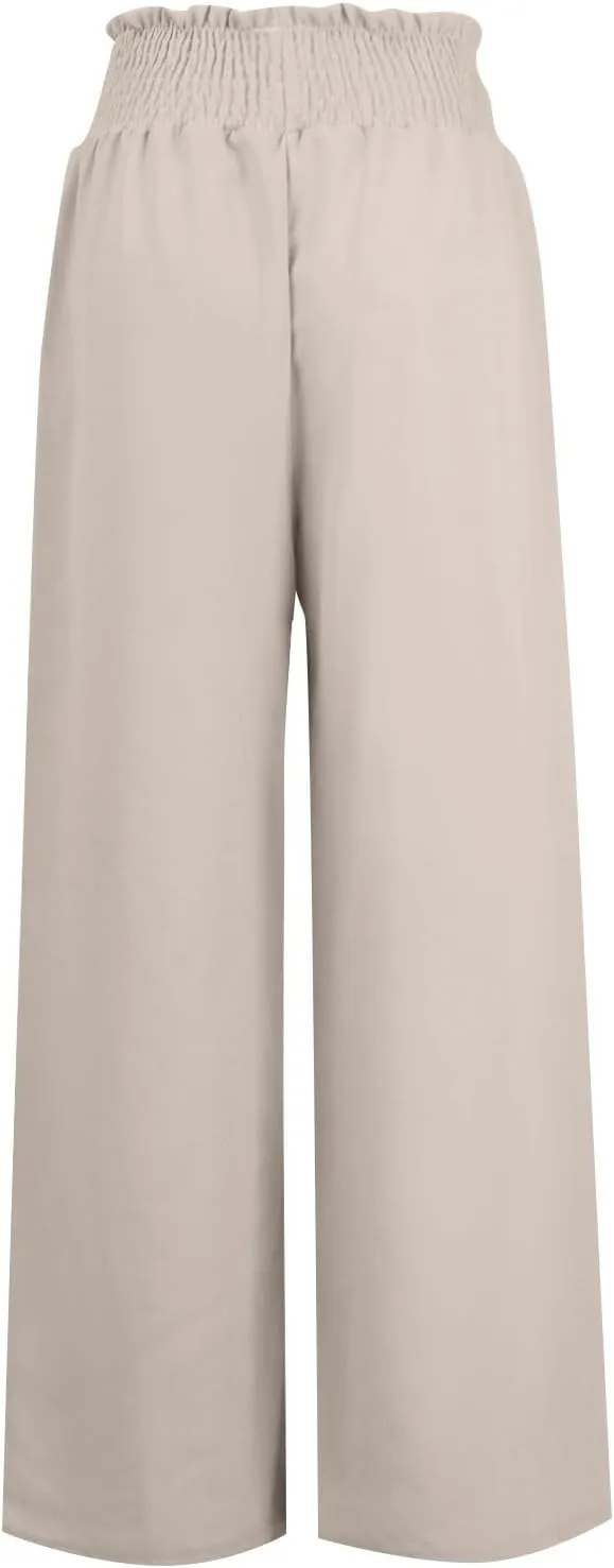 Womens Linen Summer Loose Pant Trousers High Waist Straight Slim Fit Palazzo Lounge Pants Vacation