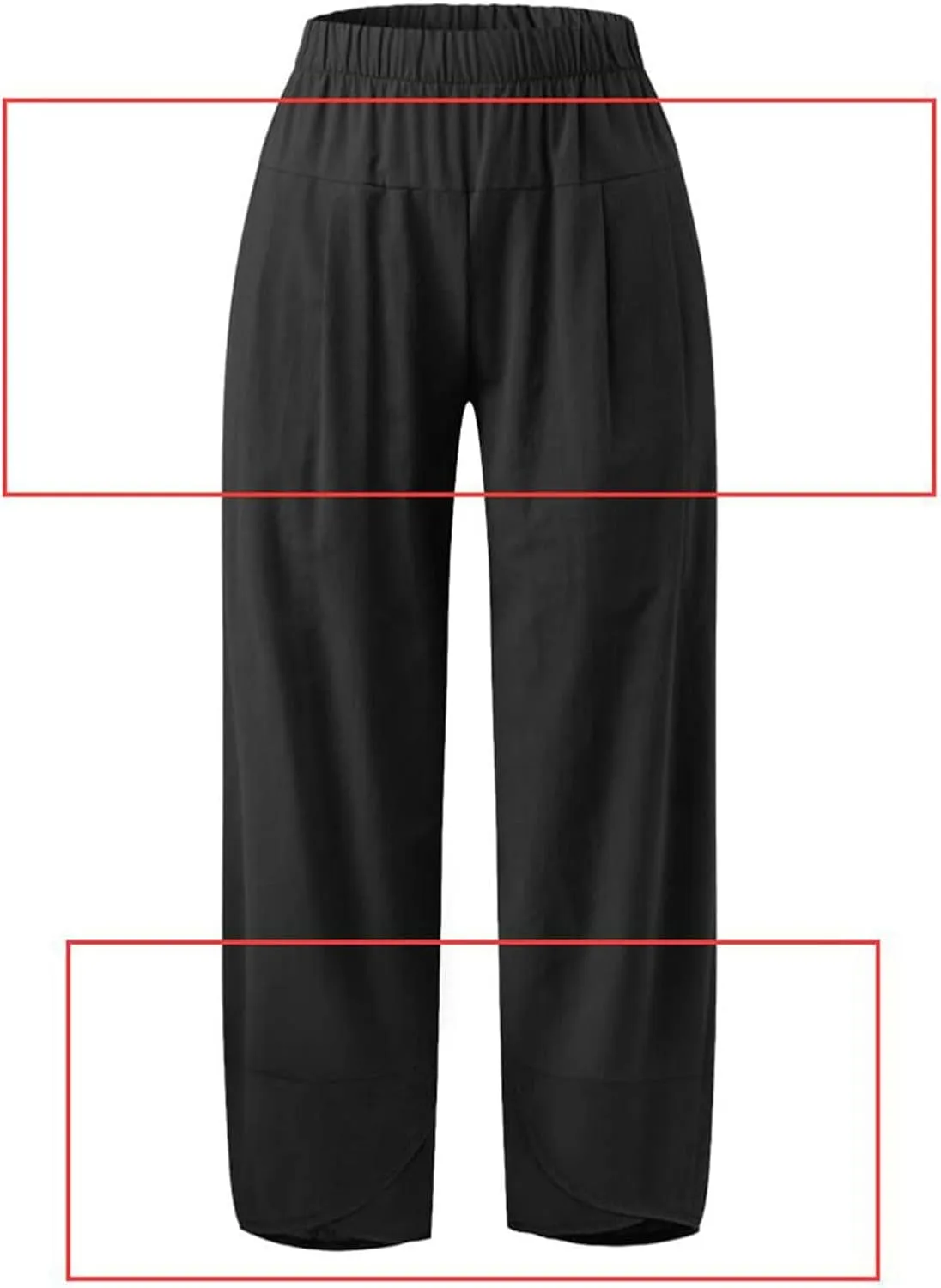 Women's Linen Summer Printed Palazzo Pants Elastic Waisted Wide Leg Slim Fit Pant Trousers Business Work