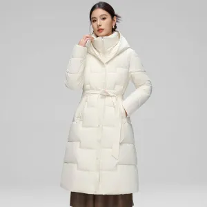 Women's Mid-Length Thick Below The Knees Winter New Waist-Controlled Slim fit Slimming Cotton-Padded Coat