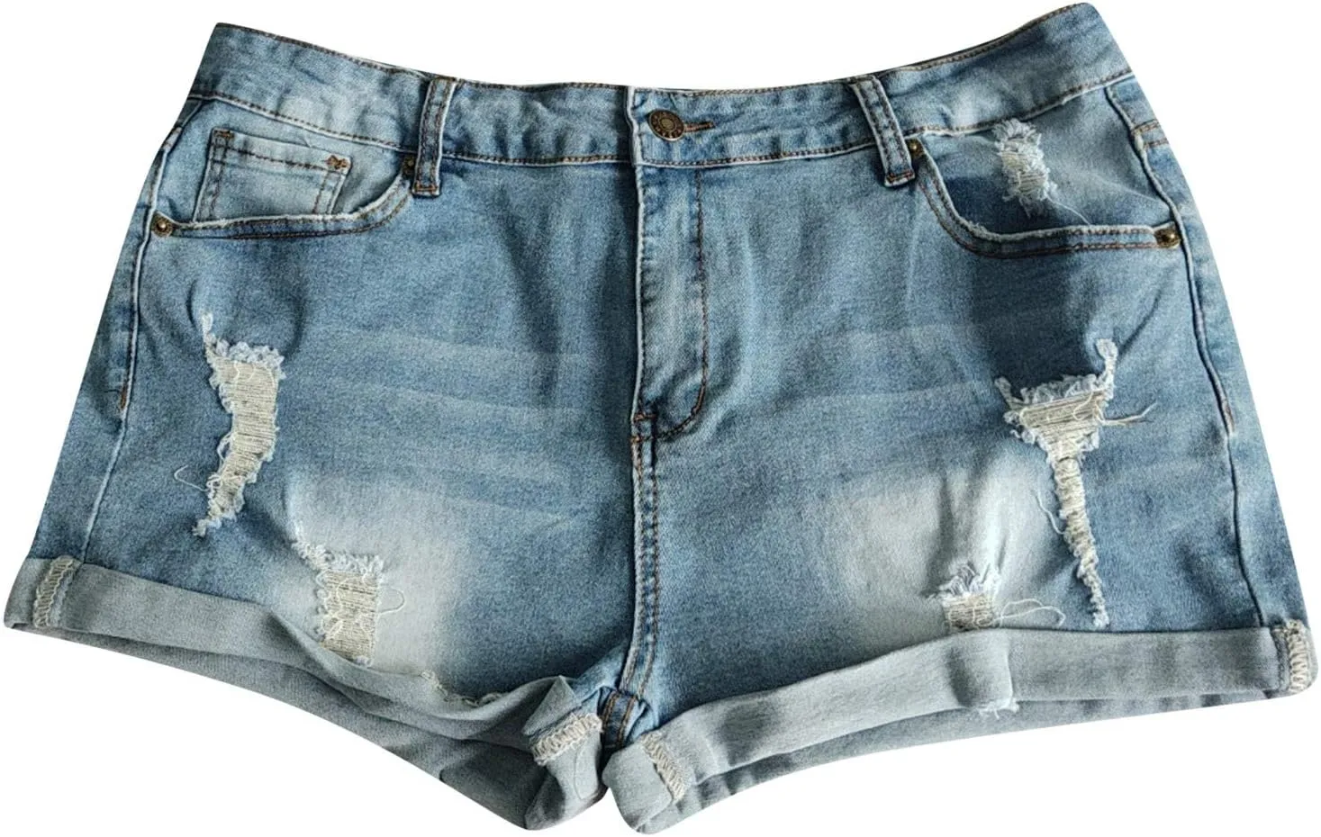 Womens Ripped Denim Jean Shorts High Waisted Stretchy Folded Hem Short Jeans Summer Casual Plus Size Baggy Y2K Shorts