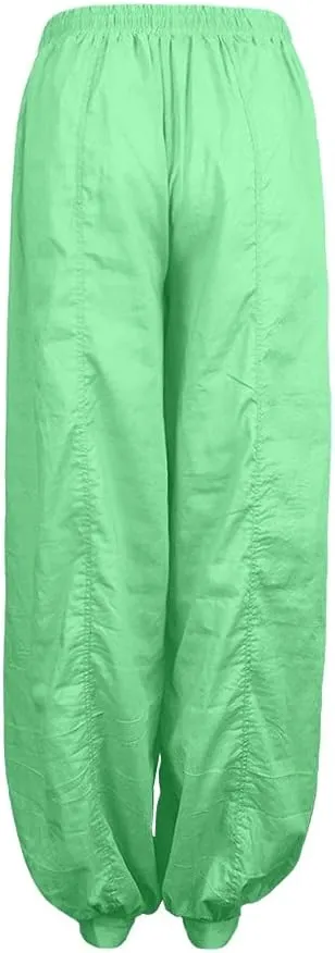 Womens Summer Pants Dressy Loose Fit Plus Size High Waist Trousers with Pockets Floral Yoga Black Linen Pants Women