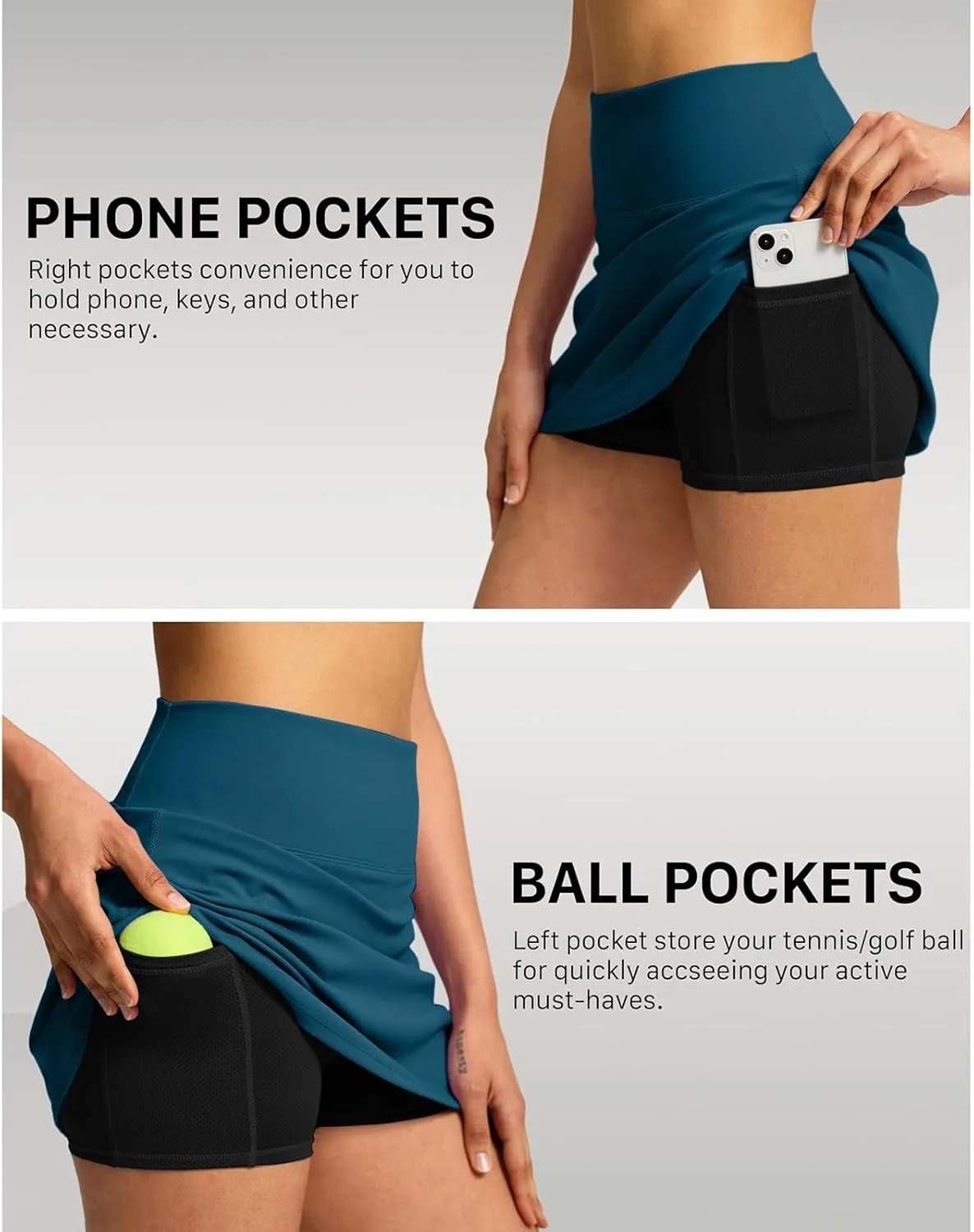 Women's Tennis Golf Skirts with Pockets High Waisted Inner Shorts Sport Workout Pleated Pickleball Athletic Skorts