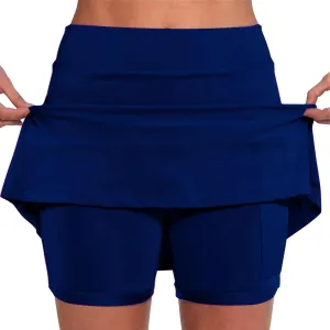 Women's Tennis Shorts with Pockets Solid Golf Mini Skirts Plus Size Tummy Control Skinny Active Summer Workout 2 in 1 Shorts
