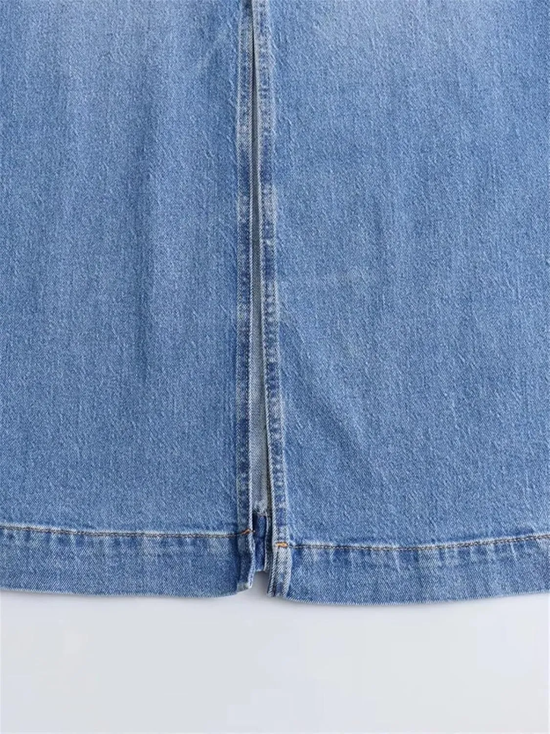 Women's Trendy High Waisted Hip Wrap with Pockets Denim Skirt Sexy Slim Long Skirt