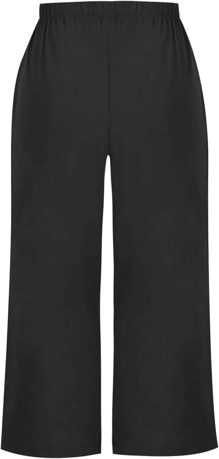 Women's Wide Leg Cropped Pants High Waist Cotton Linen Capris Pants Summer Vacation Fashion Outfit Casual Trousers