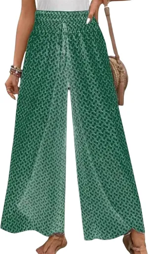 Women's Wide Leg Long Pants Casual Palazzo High Waisted Trousers Loose Skirt Pants Flowy Comfort Beach Pant for Women