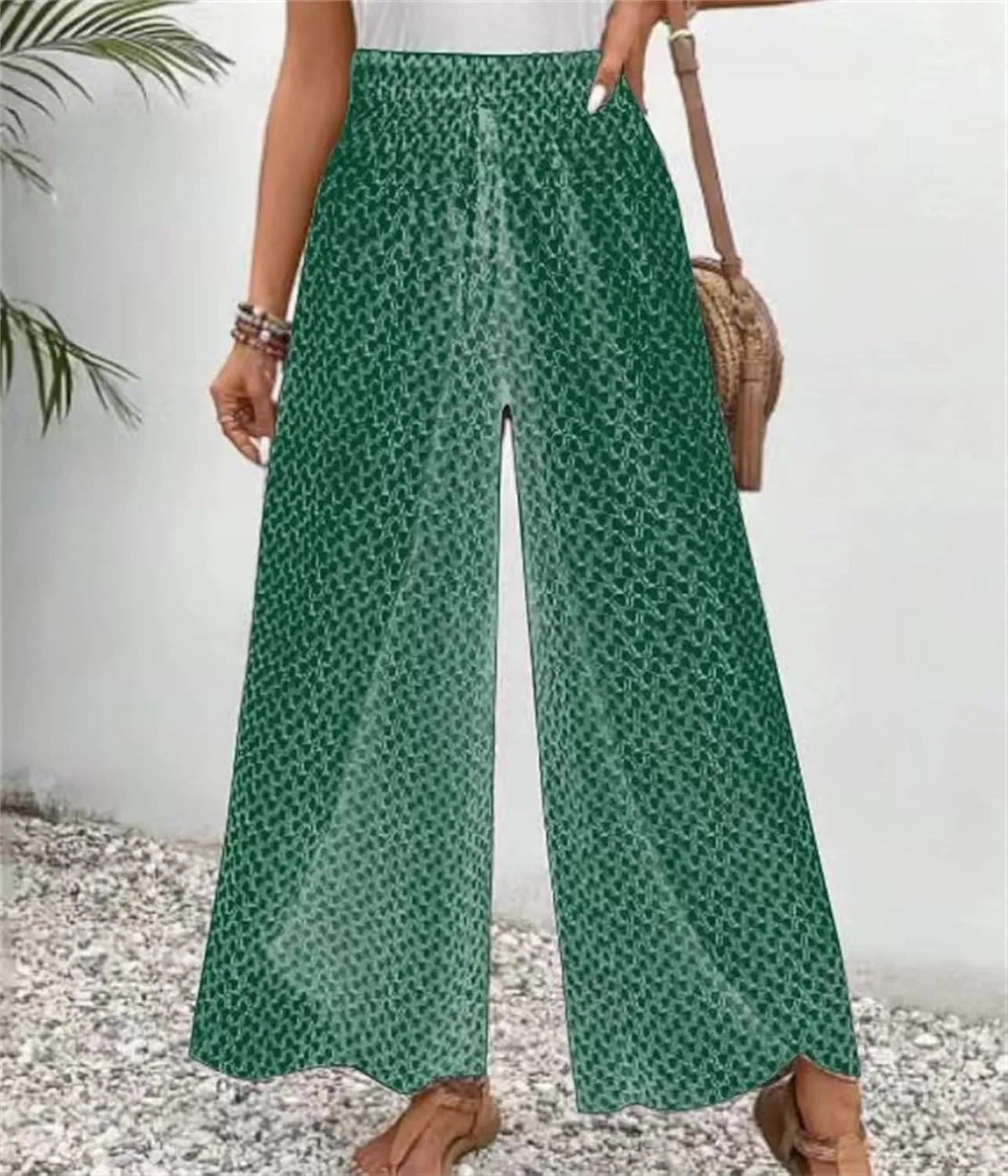 Women's Wide Leg Long Pants Casual Palazzo High Waisted Trousers Loose Skirt Pants Flowy Comfort Beach Pant for Women