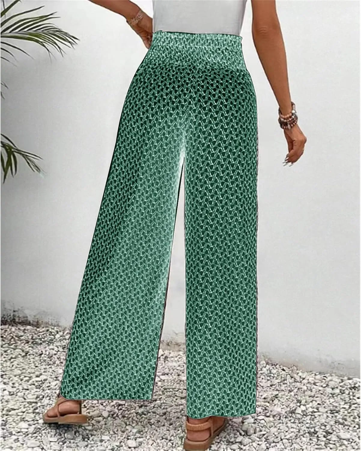 Women's Wide Leg Long Pants Casual Palazzo High Waisted Trousers Loose Skirt Pants Flowy Comfort Beach Pant for Women