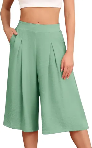 Womens' Yoga Pants with Pockets Tummy Control High Waist Flare Crop Waist Casual Palazzo Trousers 2025 Capris