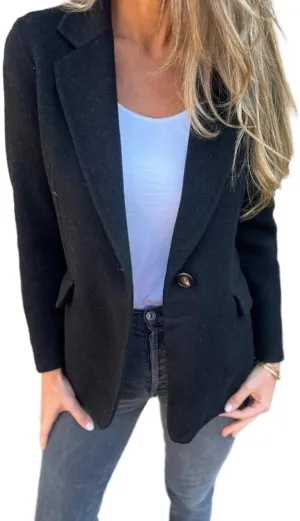Wool Coats for Women Fall Winter Long Sleeve Open Front Blazer Business Office Work Casual Coat