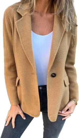 Wool Coats for Women Fall Winter Long Sleeve Open Front Blazer Business Office Work Casual Coat