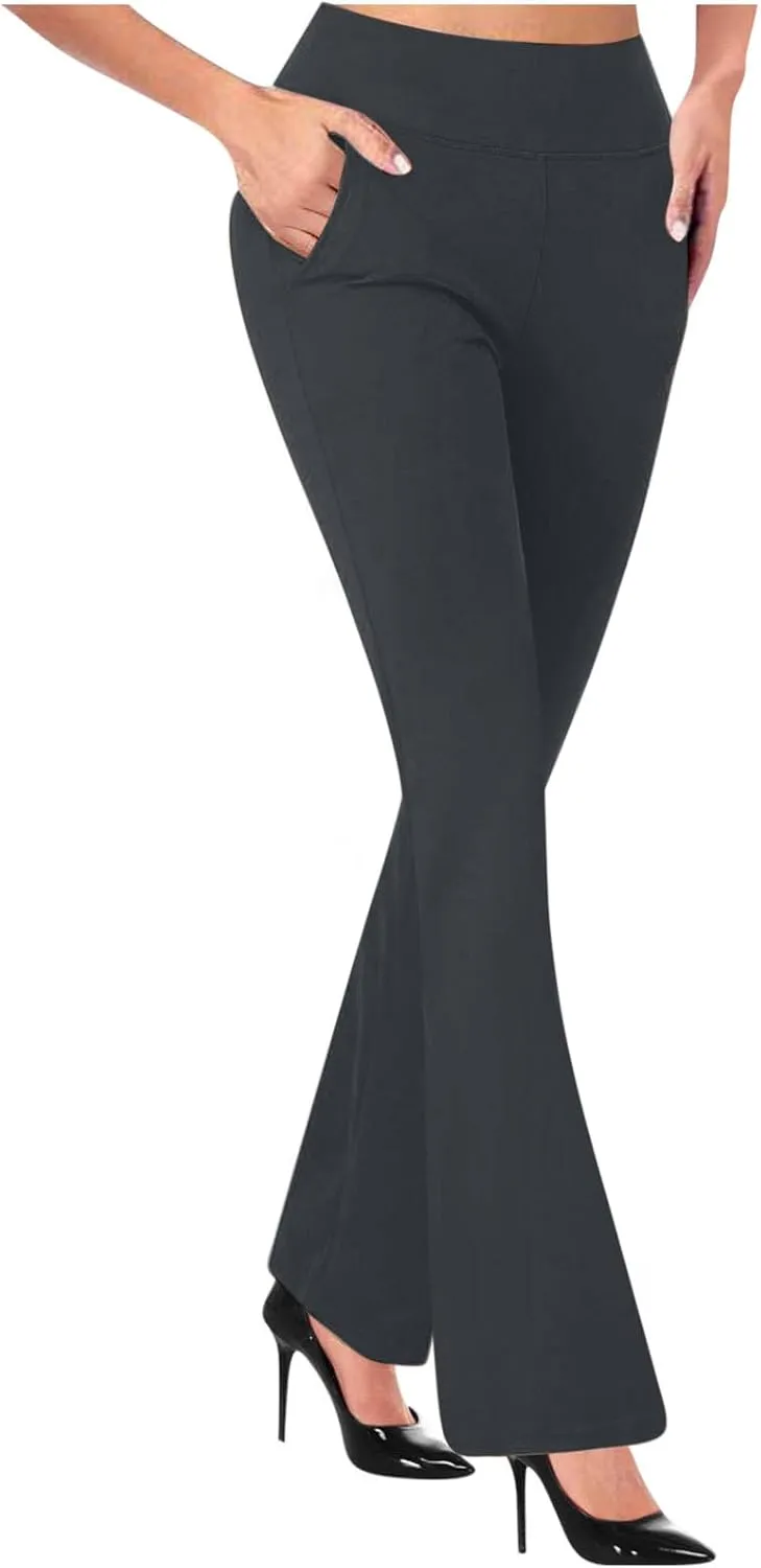 Work Pants for Women High Waist Dress Pants Business Casual Stretch Bootleg Yoga Pants Workout Trousers Slacks