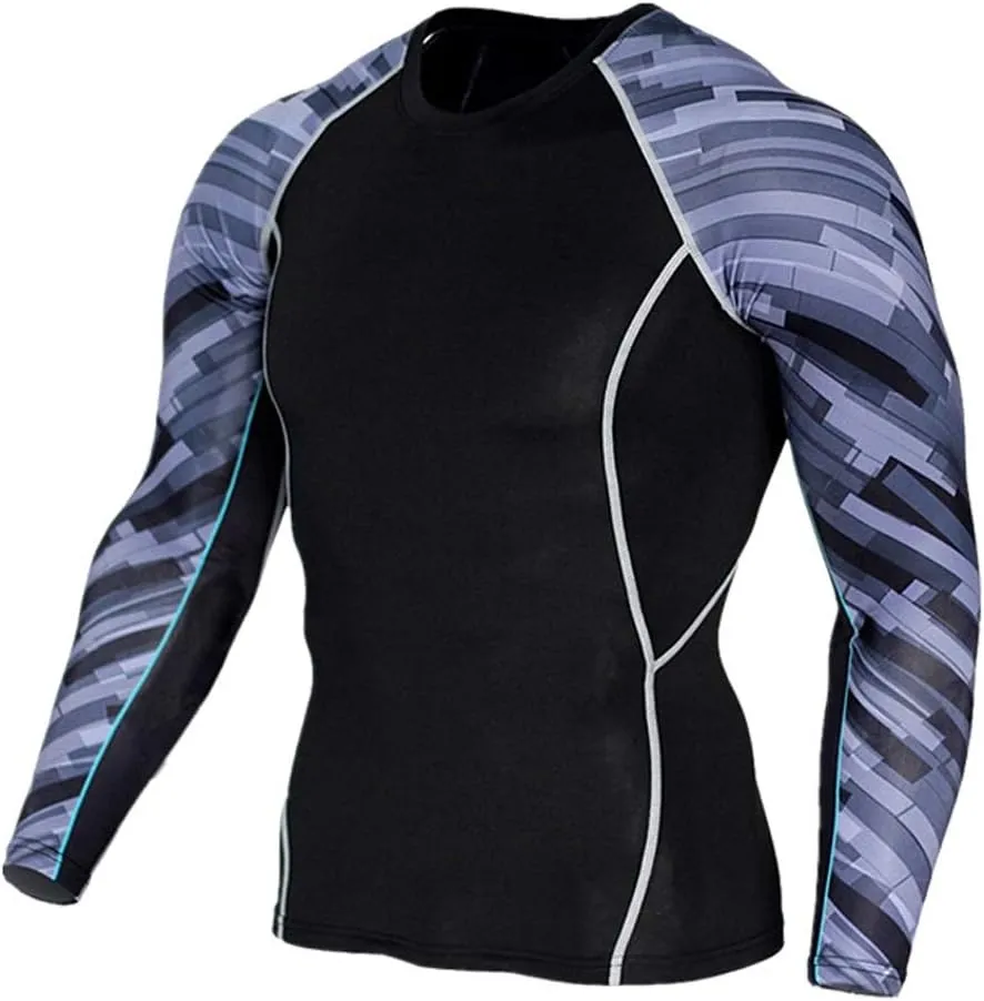Workout Set Compression Shirt Pants Top Long Sleeve Sports Tight Base Layer Quick Dry & Moisture-Wicking