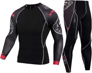 Workout Set Compression Shirt Pants Top Long Sleeve Sports Tight Base Layer Quick Dry & Moisture-Wicking