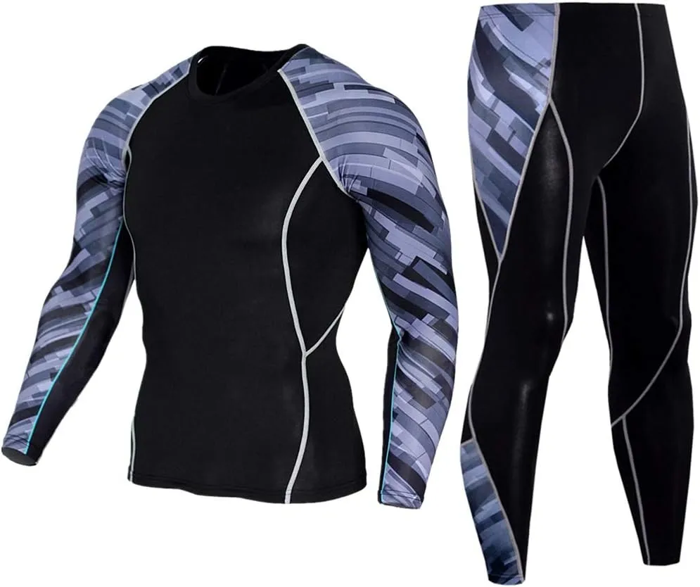 Workout Set Compression Shirt Pants Top Long Sleeve Sports Tight Base Layer Quick Dry & Moisture-Wicking