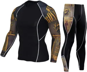 Workout Set Compression Shirt Pants Top Long Sleeve Sports Tight Base Layer Quick Dry & Moisture-Wicking
