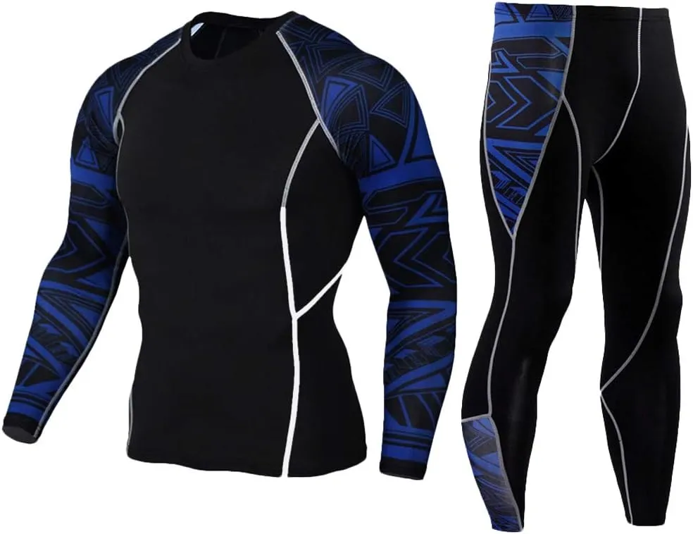 Workout Set Compression Shirt Pants Top Long Sleeve Sports Tight Base Layer Quick Dry & Moisture-Wicking
