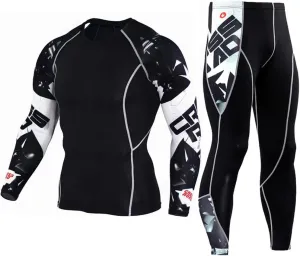 Workout Set Compression Shirt Pants Top Long Sleeve Sports Tight Base Layer Quick Dry & Moisture-Wicking