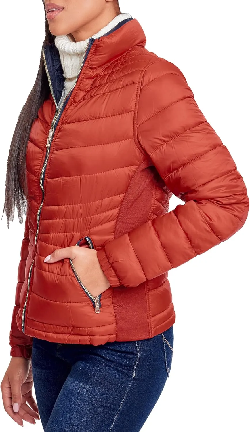YMI Jeans Women's Winter Reversible Fitted Puffer Jacket