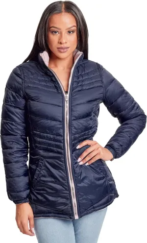 YMI Jeans Women's Winter Reversible Fitted Puffer Jacket