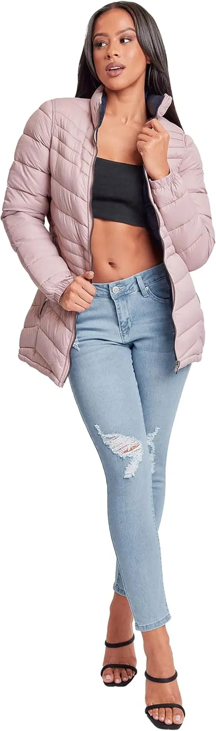 YMI Jeans Women's Winter Reversible Fitted Puffer Jacket