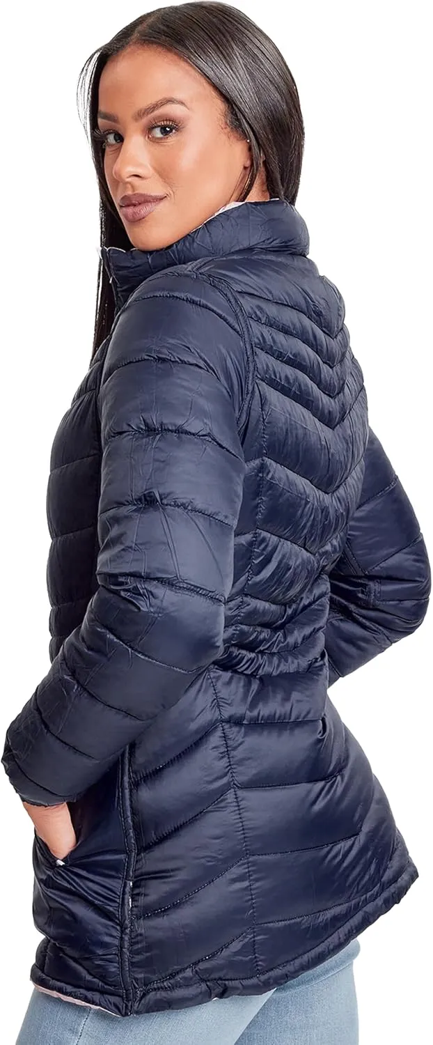 YMI Jeans Women's Winter Reversible Fitted Puffer Jacket
