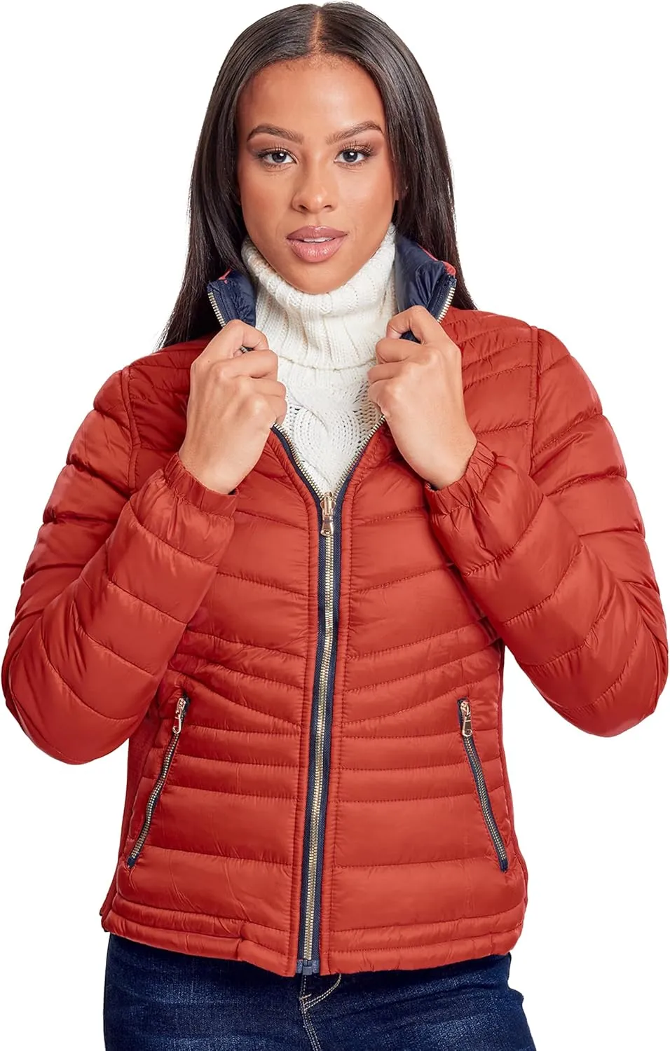 YMI Jeans Women's Winter Reversible Fitted Puffer Jacket