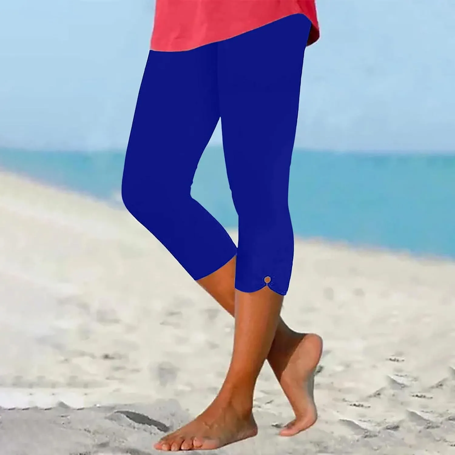 Yoga Capris for Women High Waist Leggings Casual Summer Cropped Pants Comfy Workout Pant Slim Trousers