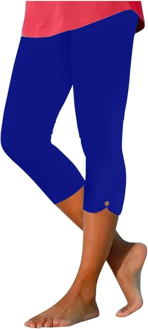 Yoga Capris for Women High Waist Leggings Casual Summer Cropped Pants Comfy Workout Pant Slim Trousers